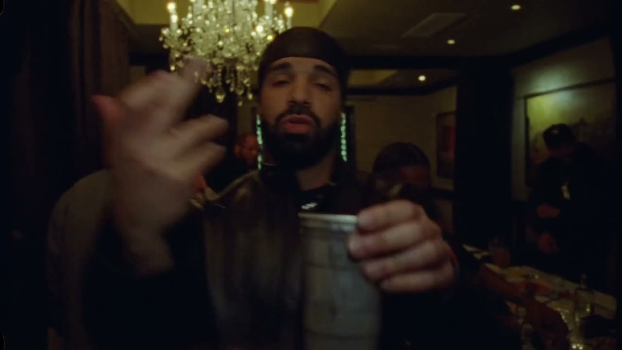 Burning Bridges reference scene with warm chandeliers and partygoers behind the main performer.